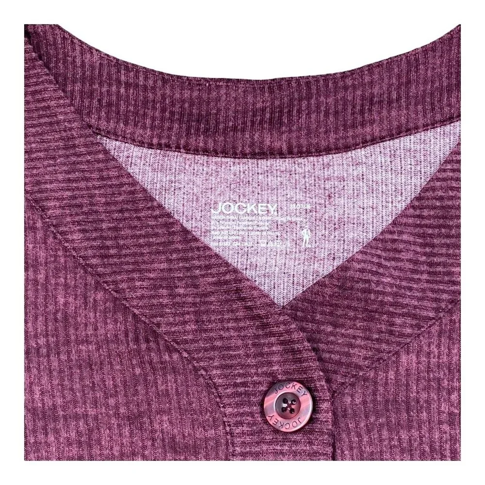 Jockey Lounge Sweater Sz 3X Ribbed Microfiber‎ Stretch Button Up Maroon L/S NWT